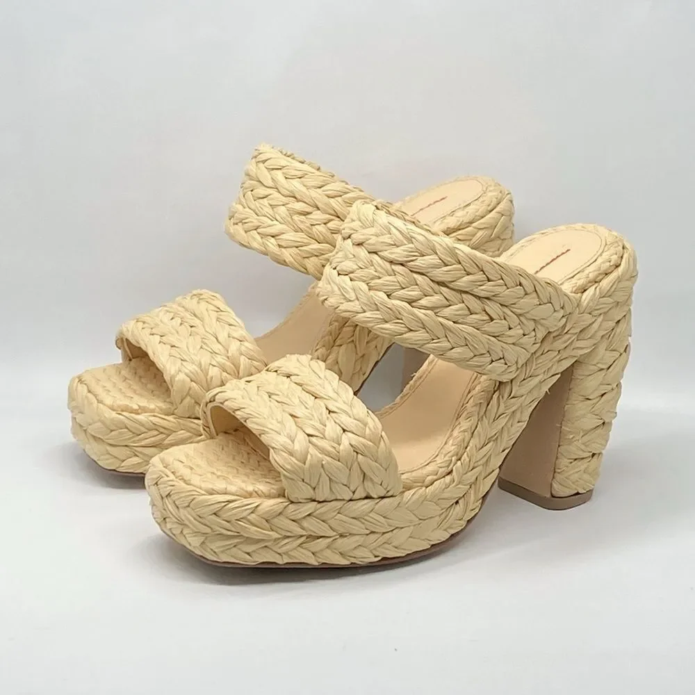 Bottega Veneta Trinity Weave Raffia Platform Sandals size 38
